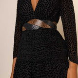 Rixo Black Dot Racquel Midi Dress in Velvet product image