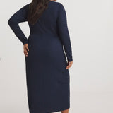 Simply Be Navy Ruched Textured Jersey Midi Dress product image