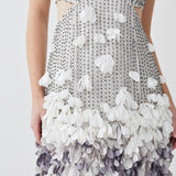 Karen Millen Crystal Applique Deep V Woven Mini Dress