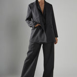 Glamorous Grey Pinstripe Double Breasted Blazer