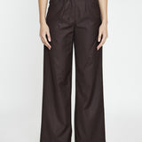 Glamorous Dark-Brown Double Waisted Wide-Leg Trousers