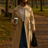 Asos Design Petite Longline Trench Coat In Stone