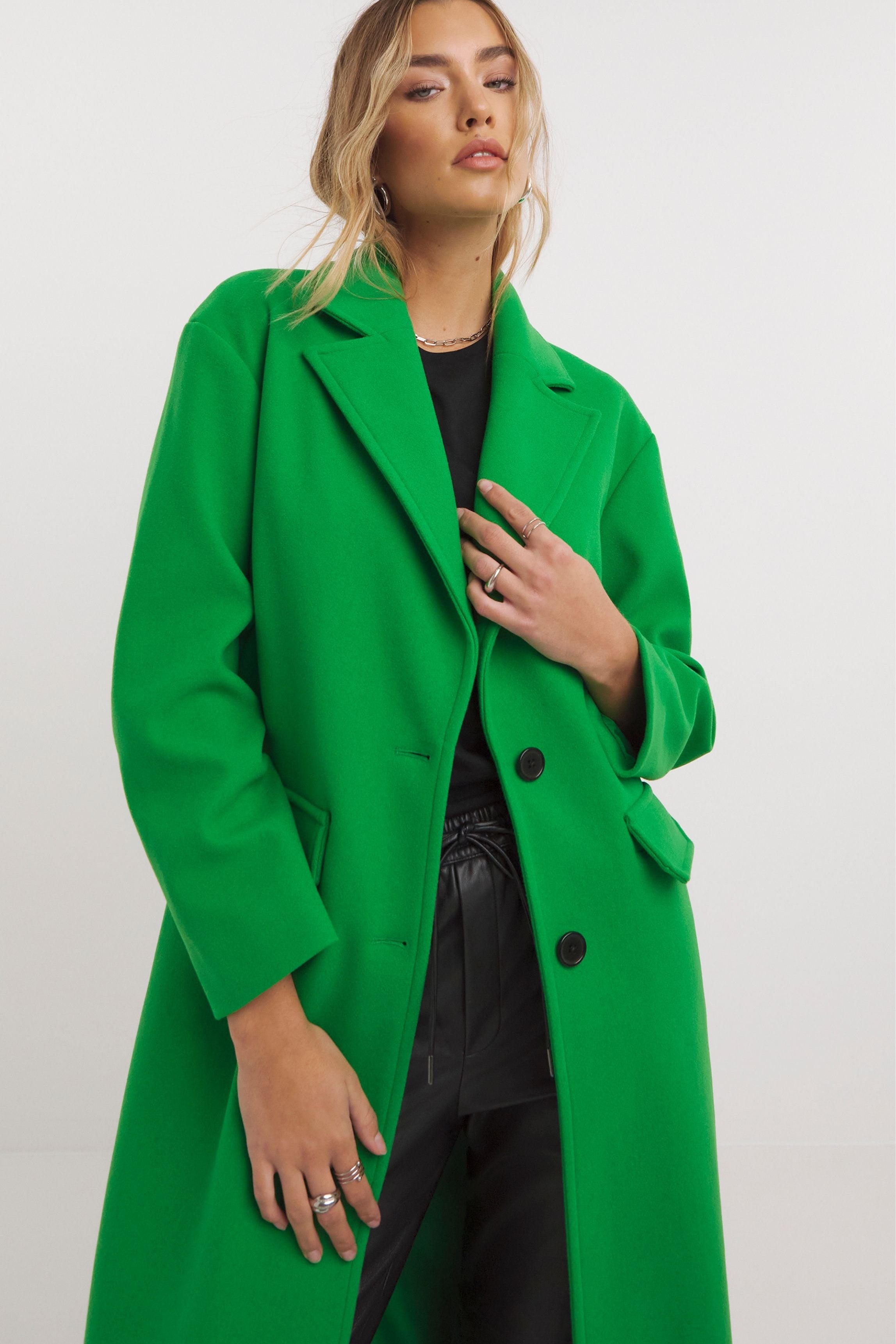 Simply Be Green Faux Wool Maxi Coat product image