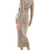 Asos Design Supersoft Maxi Dress With Scarf Detail In Oat