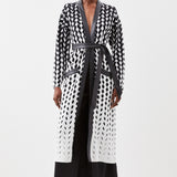 Karen Millen Pu Placket Jacquard Belted Coatigan
