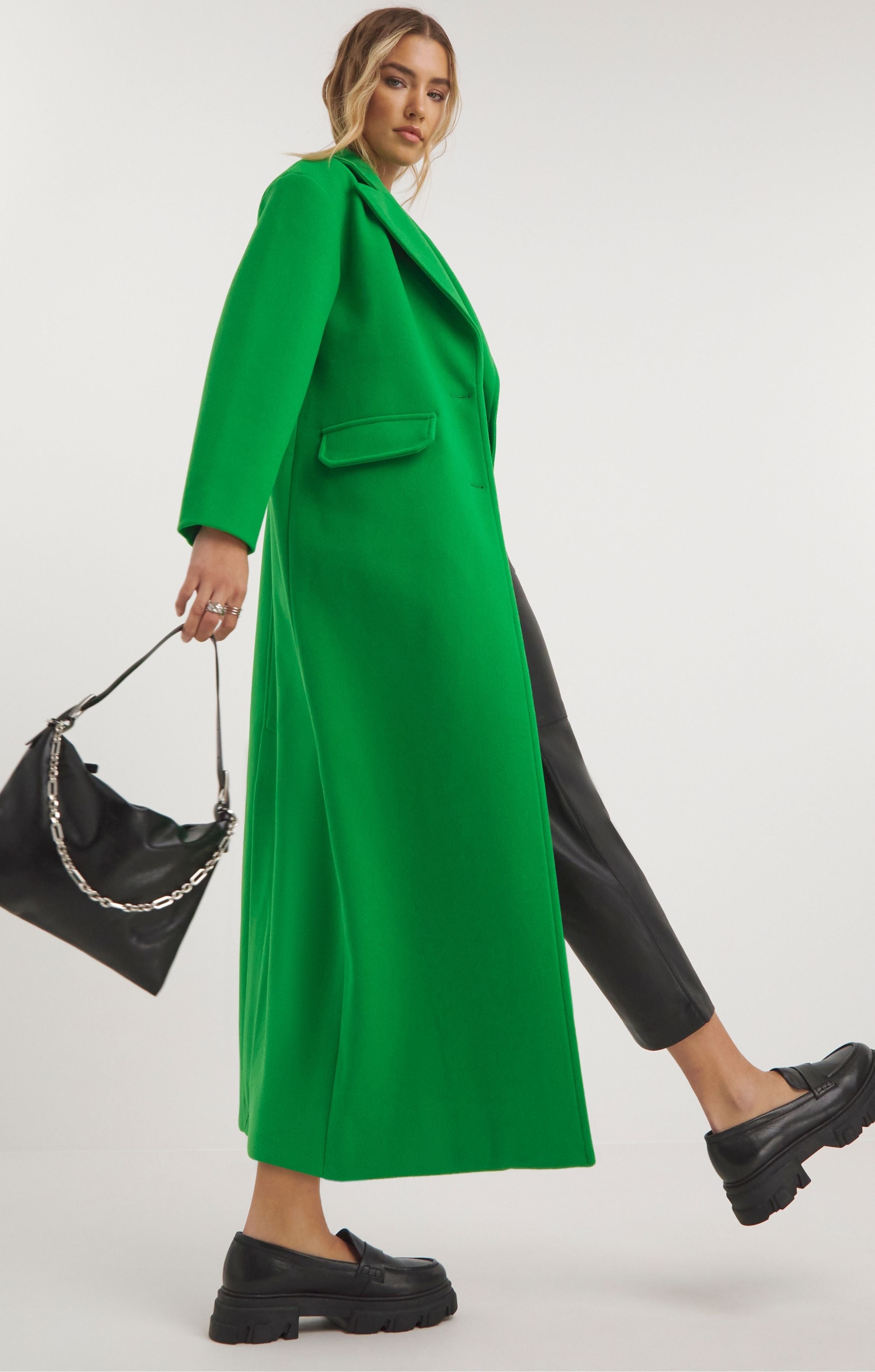 Simply Be Green Faux Wool Maxi Coat product image