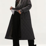 Topshop Collarless Quilted Coat In Charcoal