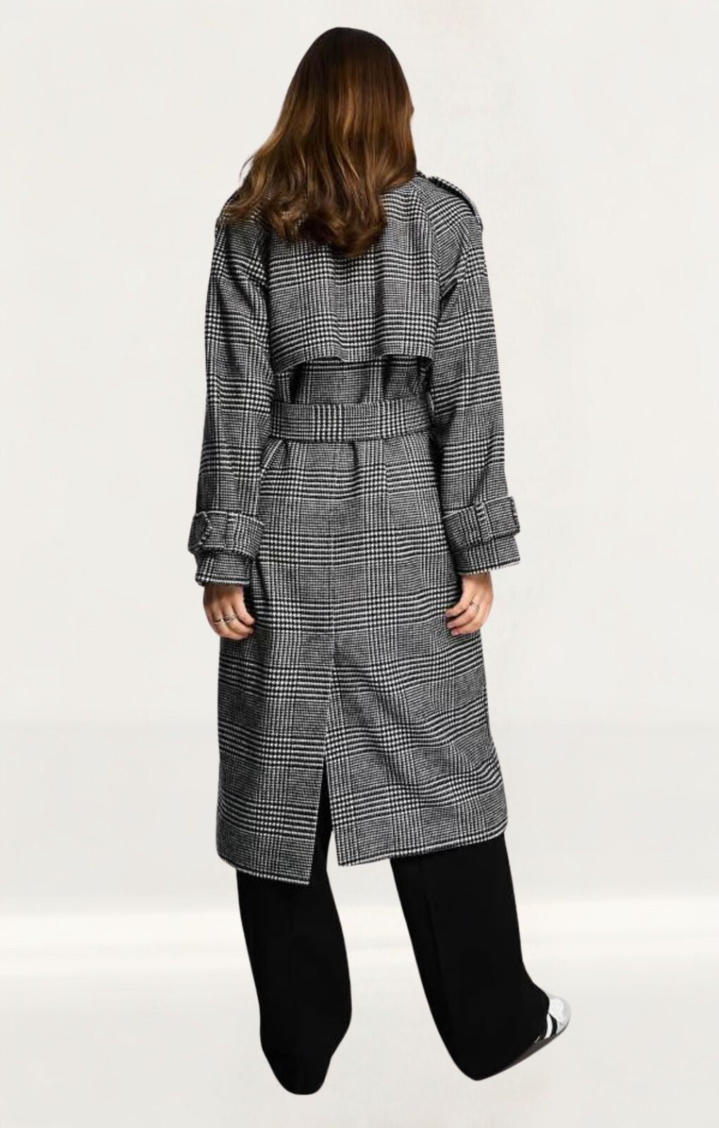 ASOS DESIGN Heritage Check Trench Coat In Mono