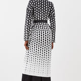 Karen Millen Pu Placket Jacquard Belted Coatigan