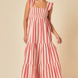 Nobody's Child Maya Midi Dress Red & White Stripe