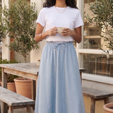 Nobody's Child Denim Rose Maxi Skirt