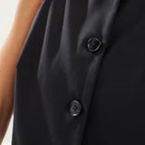 4th & Reckless Square Neck Sleeveless Button Through Waistcoat In Black