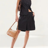 4th & Reckless Square Neck Sleeveless Button Through Waistcoat In Black