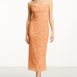 4Th & Reckless Cowl Neck Strappy Back Midi Dress In Orange Snake Print