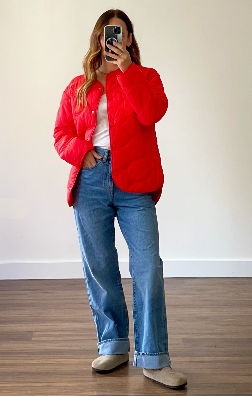 M&S Tomato Padded Collarless Puffer Jacket