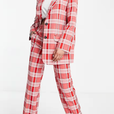ASOS DESIGN Tall Mix & Match Slim Boy Suit Blazer In Red Check