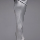 Topshop Tall Ruched Side Maxi Skirt In Light Grey