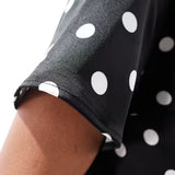 4th & Reckless cropped satin top in black polka dot