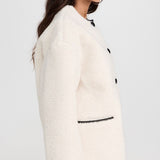 4th & Reckless Exclusive Button Detail Faux Shearling Jacket in Cream