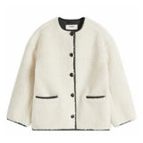 4th & Reckless Exclusive Button Detail Faux Shearling Jacket in Cream