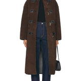 4th & Reckless Faux Shearling Toggle Fastening Coat in Chocolate