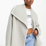 4th & Reckless Oversized Lapel Jacket with Contrast Stitch in Grey