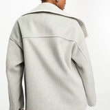 4th & Reckless Oversized Lapel Jacket with Contrast Stitch in Grey
