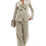 4th & Reckless Tailored Straight Leg Drawstring Trousers in Olive