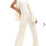 4th & Reckless Tailored Wide Leg Boxer Waistband Trouser in Buttercream Yellow
