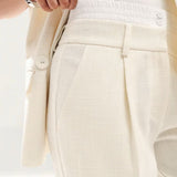 4th & Reckless Tailored Wide Leg Boxer Waistband Trouser in Buttercream Yellow