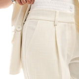 4th & Reckless Tailored Wide Leg Boxer Waistband Trouser in Buttercream Yellow