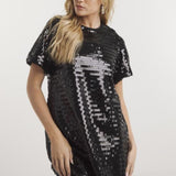Simply Be Black Sequin T-shirt Dress