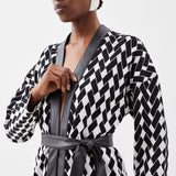 Karen Millen Pu Placket Jacquard Belted Coatigan product image