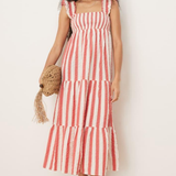 Nobody's Child Maya Midi Dress Red & White Stripe