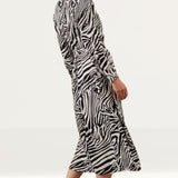 M&S Zebra Animal Print V-Neck Midaxi Waisted Dress