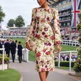 The Frolic Exclusive Rose Garden Floral Print Cut-Out Detail Midi Dress In Dusty Pink