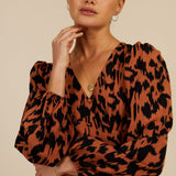 Little Mistress Leopard Print Blouson Sleeve Midaxi Dress