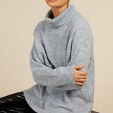 Little Mistress Oatmeal Metallic Knit Roll Neck Jumper