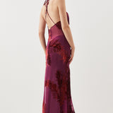Karen Millen Feather Devore Halter Neck Woven Midi Dress