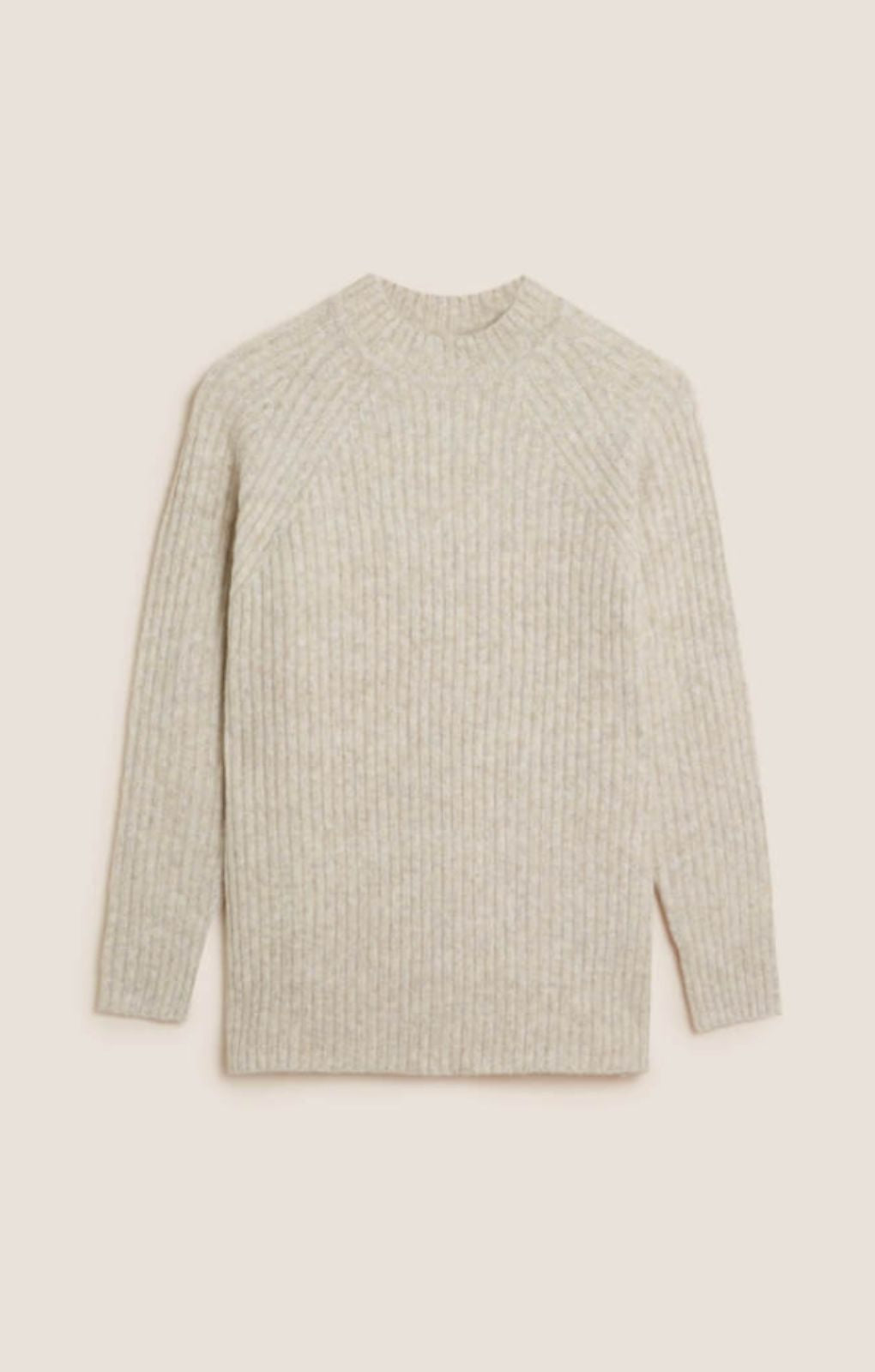 M&S Camel Ribbed Crew Neck Relaxed Jumper product image