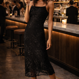 Blue Vanilla Luxe Ruched Devore Midi Dress