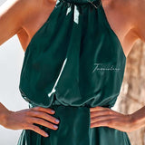 TwoSisters The Label Kathleen Green Halter Midi Dress