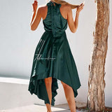 TwoSisters The Label Kathleen Green Halter Midi Dress