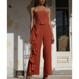 Prem The Label Burnt Strapless Jumpsuit With Side Ruffle product image