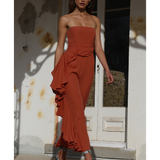 Prem The Label Burnt Strapless Jumpsuit With Side Ruffle product image