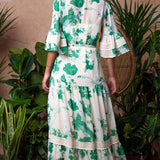 Hope & Ivy Bell Sleeve Maxi Dress With Tie Waist And Floral Print