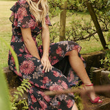 Hope & Ivy Navy Floral Wrap Maxi Dress product image