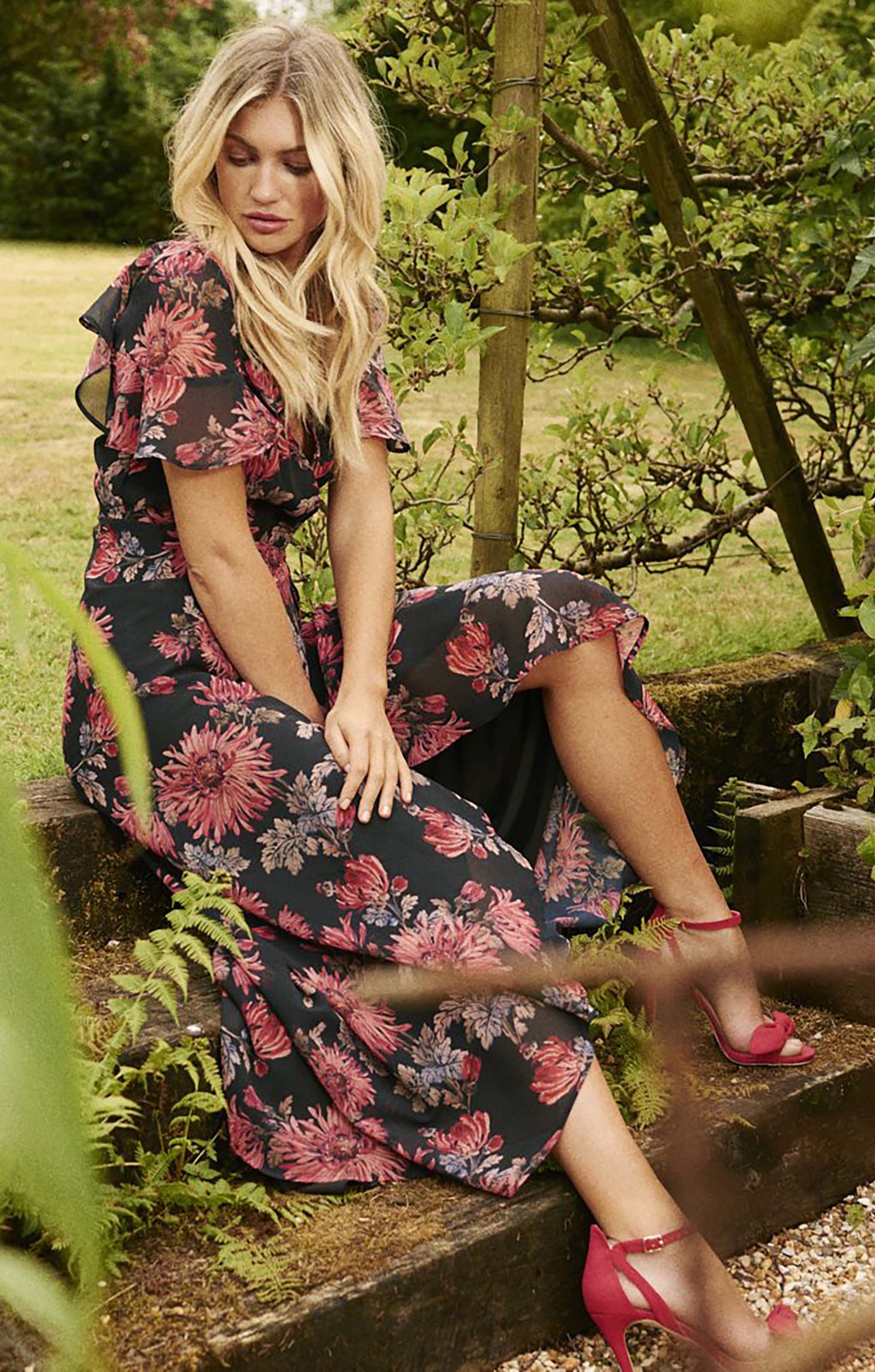 Hope & Ivy Navy Floral Wrap Maxi Dress product image