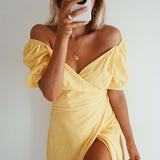 Seven Wonders Yellow Off The Shoulder Wrap Dress product image