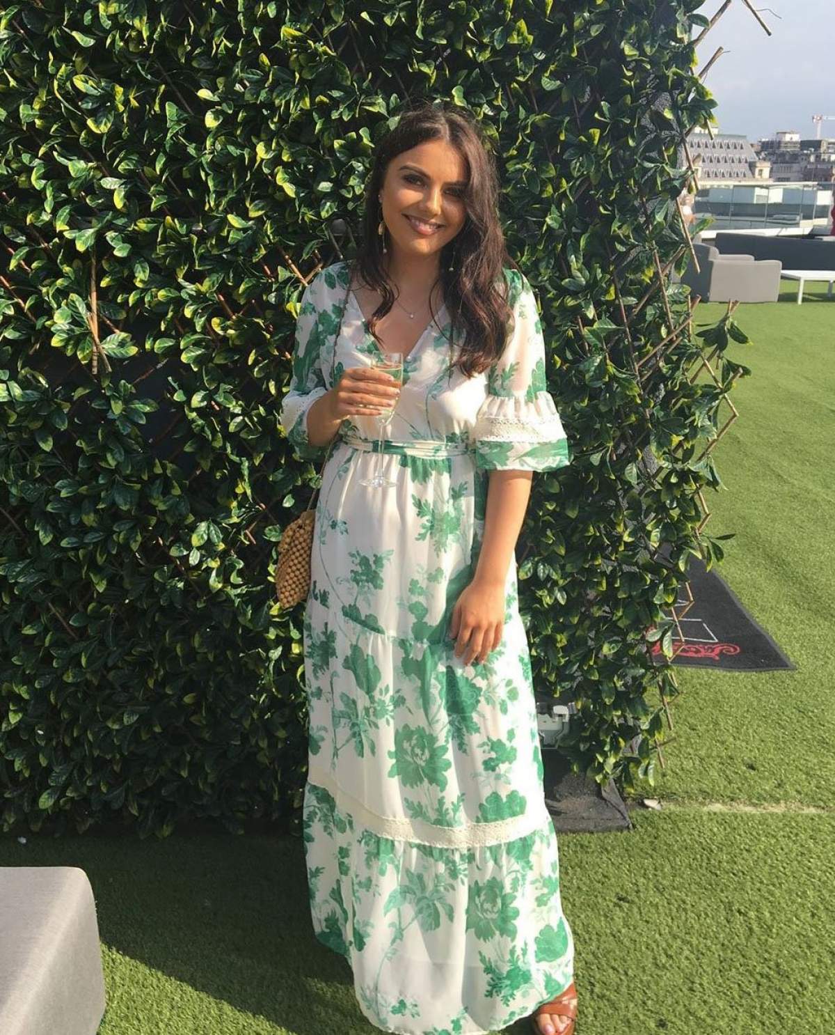 Hope & Ivy Bell Sleeve Maxi Dress With Tie Waist And Floral Print